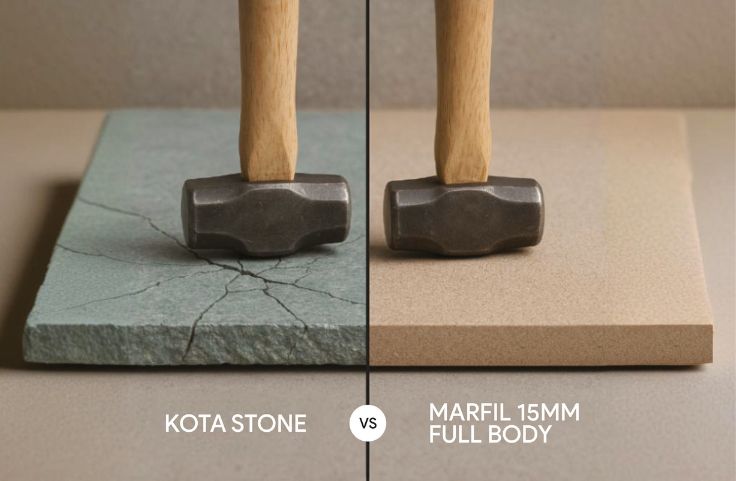 Kota Stone vs 15mm Full Body Tiles: The Choice That Shapes Your Space Forever